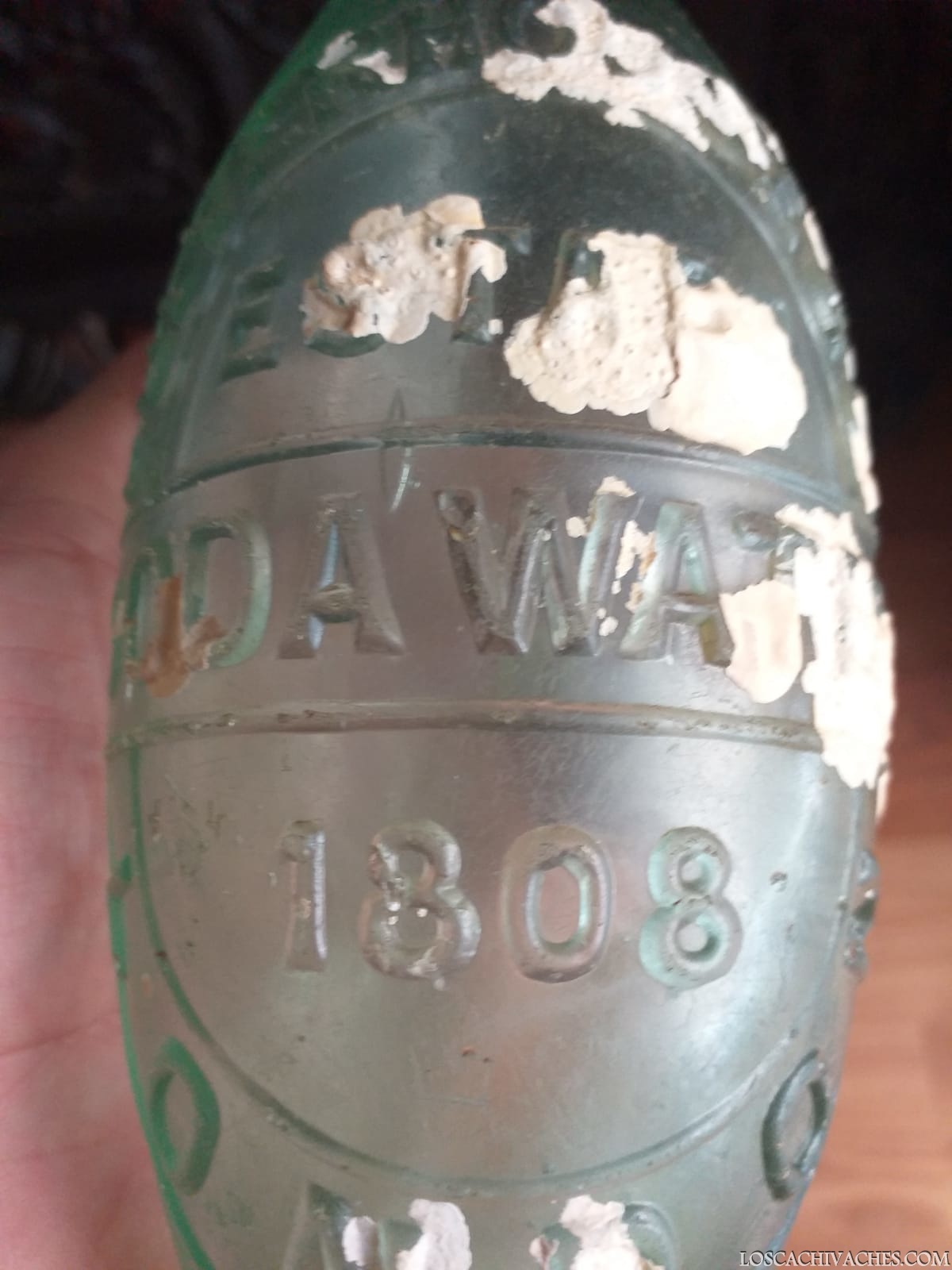 Botella antigua de cristal año 1808